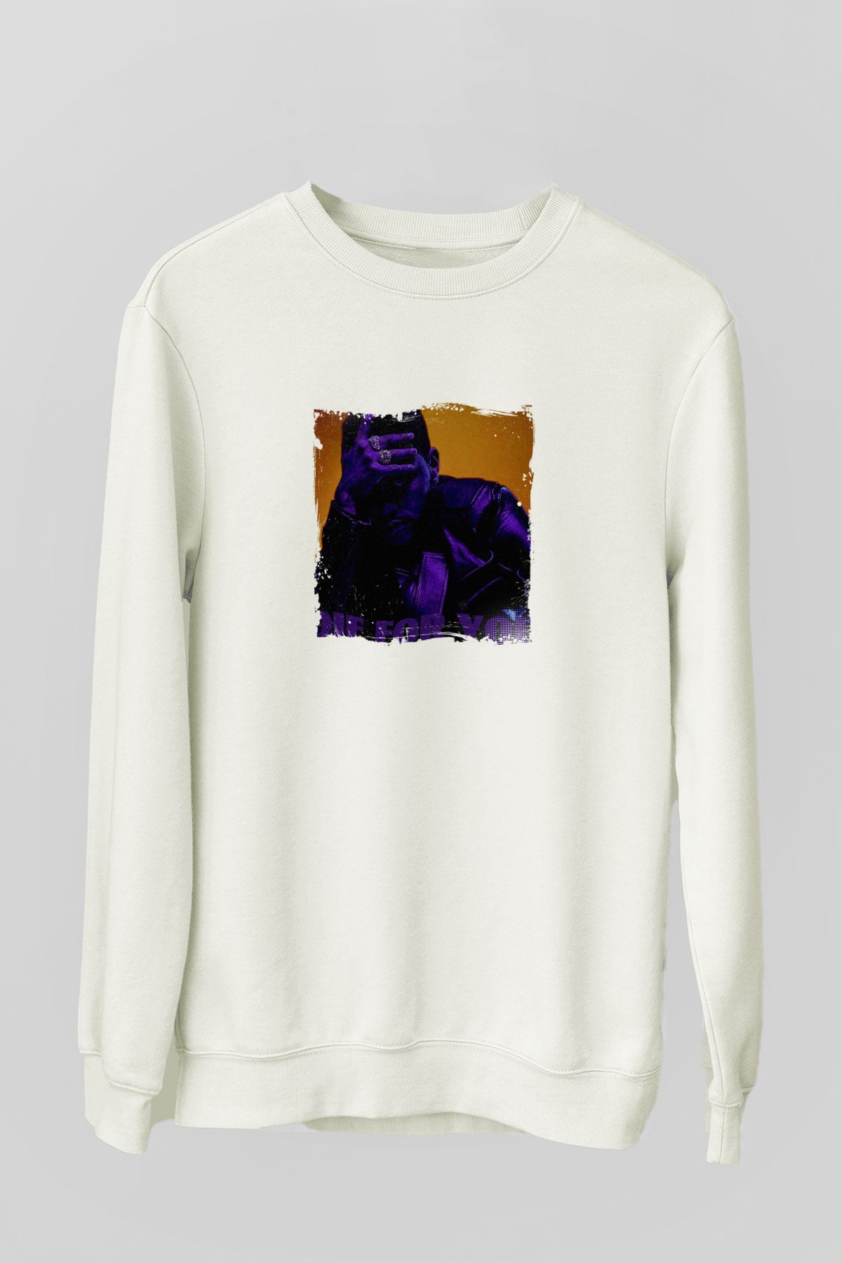 The Weeknd Baskılı Unisex Beyaz Sweatshirt