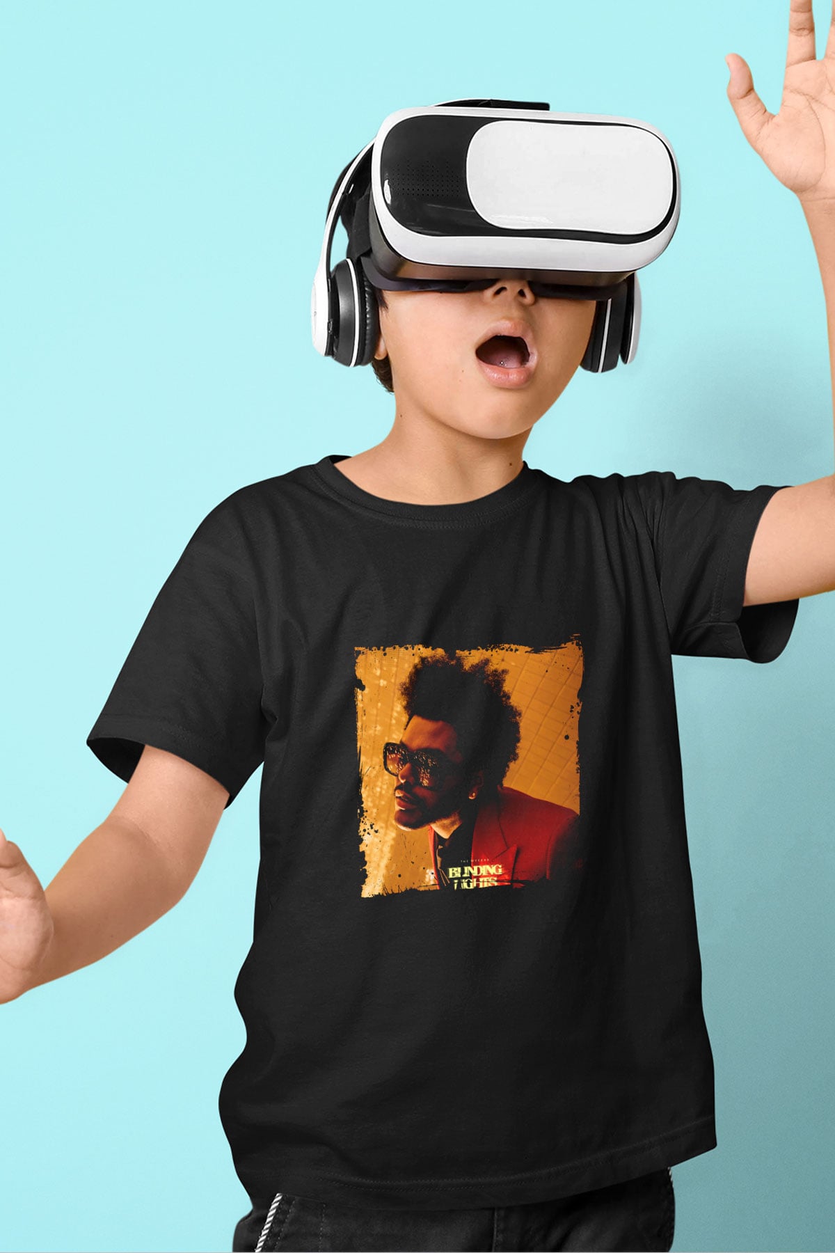 The Weeknd Baskılı Unisex Siyah Çocuk Tişört