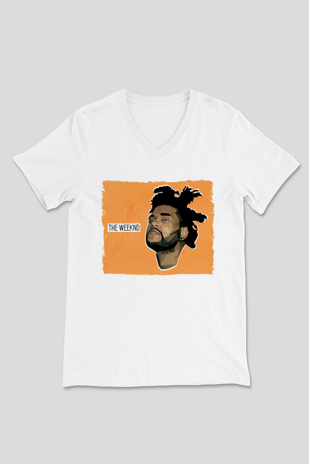The Weeknd Beyaz Unisex V Yaka Tişört
