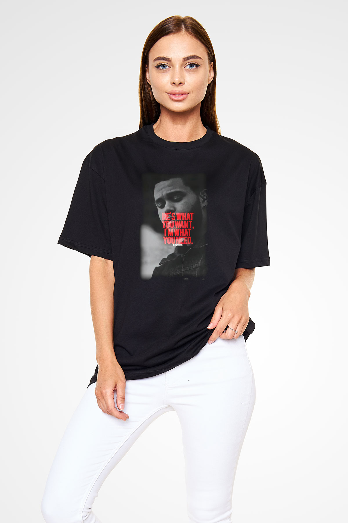 The Weeknd Siyah Unisex Oversize Tişört T-Shirt