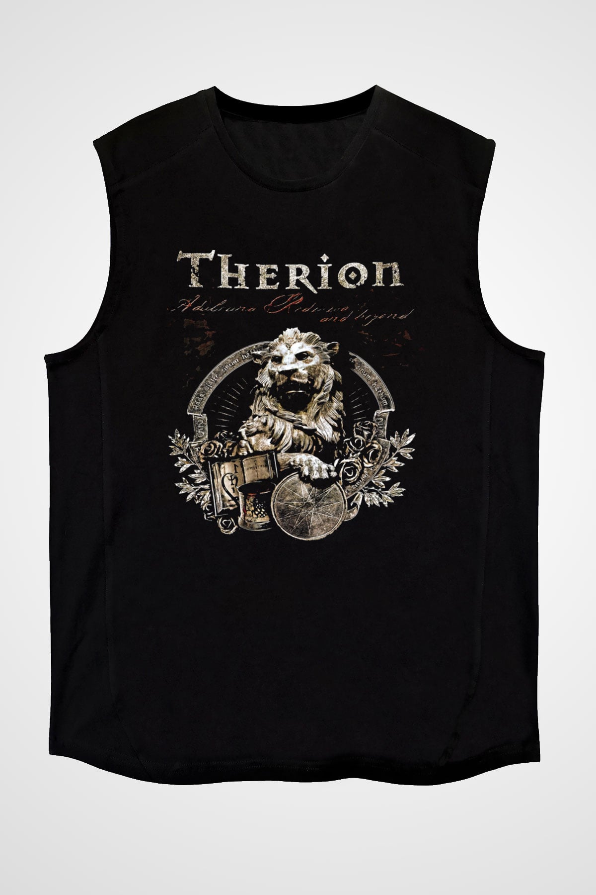 Therion Baskılı Unisex Siyah Kolsuz Tişört - Tshirt
