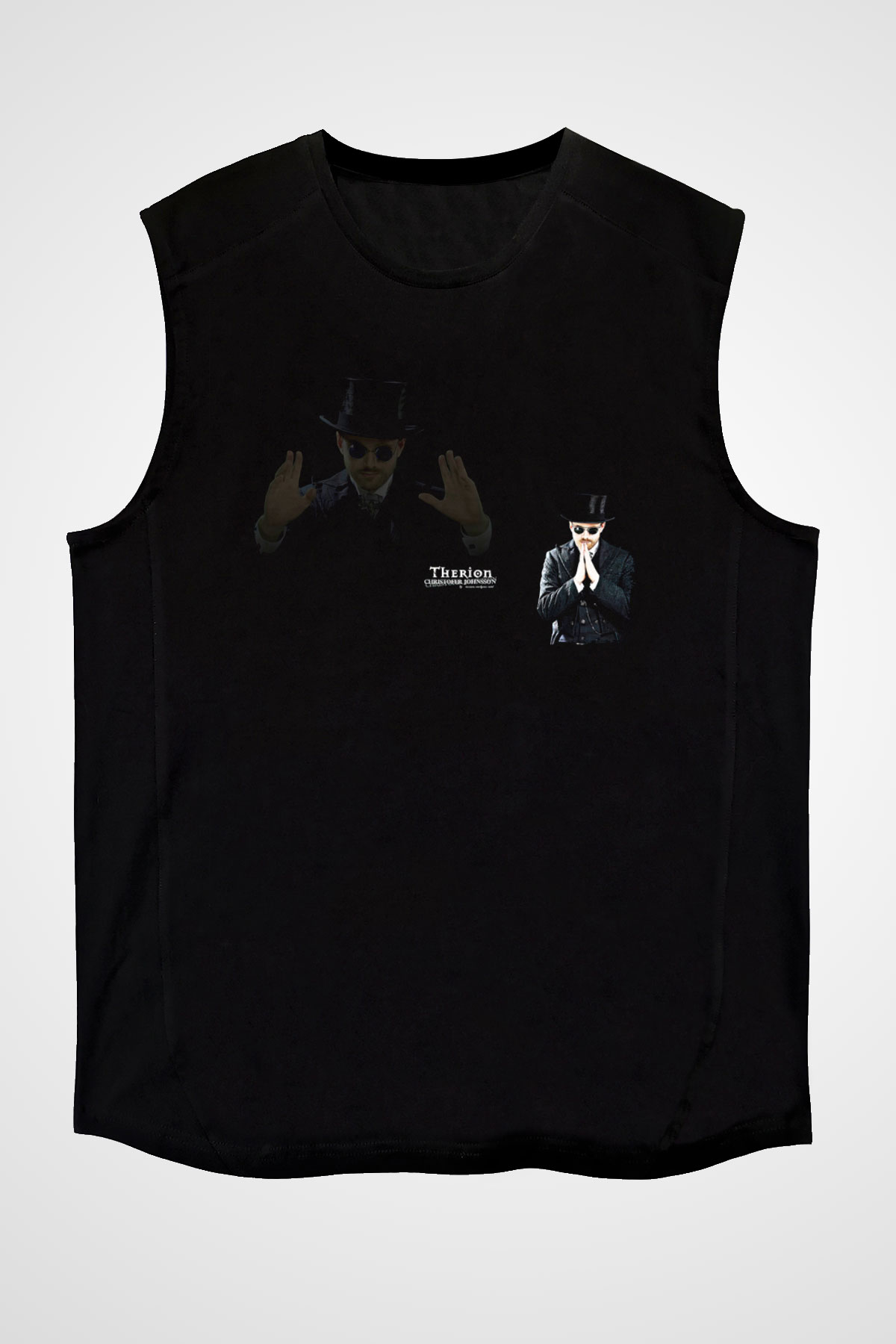 Therion Baskılı Unisex Siyah Kolsuz Tişört - Tshirt