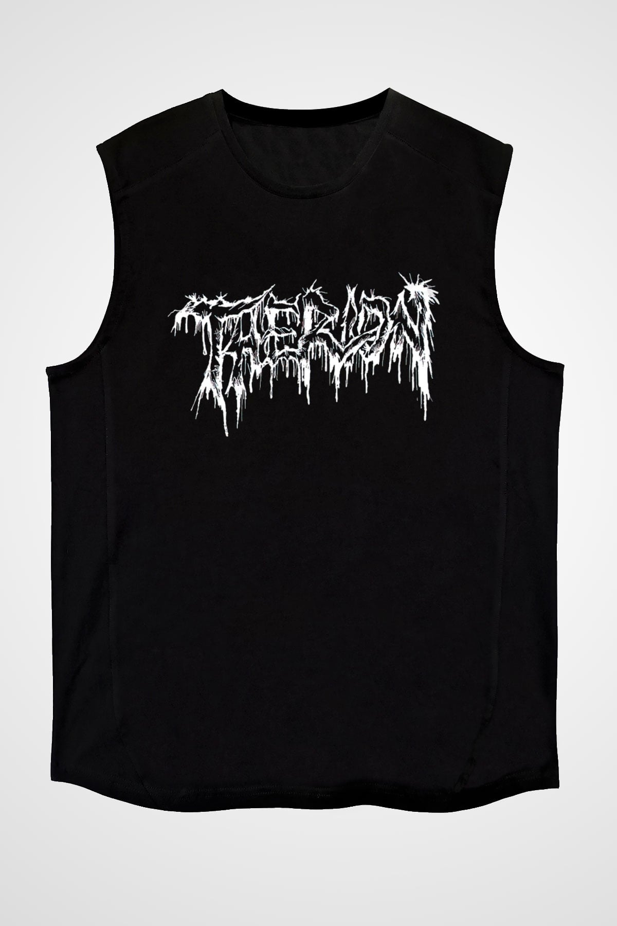 Therion Baskılı Unisex Siyah Kolsuz Tişört - Tshirt