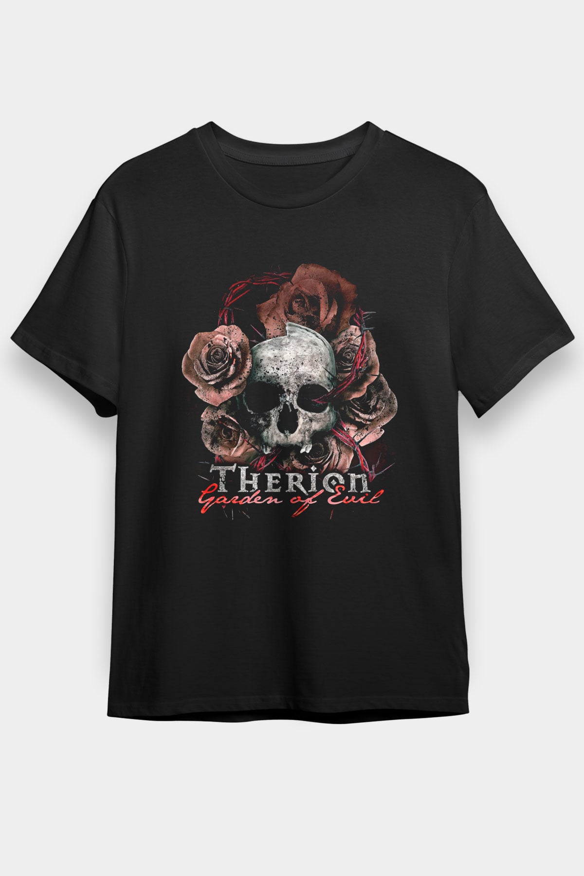 Therion Baskılı Unisex Siyah Tişört - Tshirt