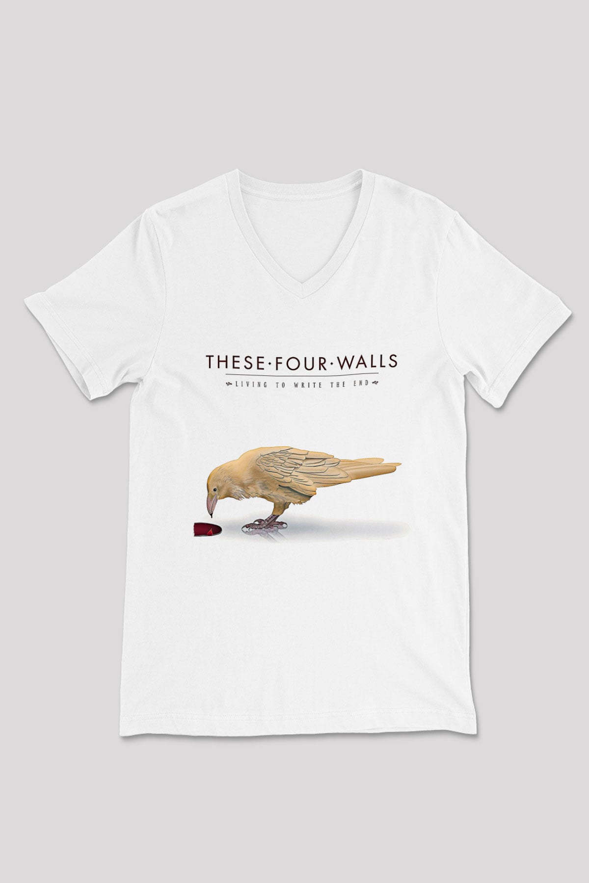 These Four Walls Baskılı Beyaz Unisex V Yaka Tişört - Tshirt