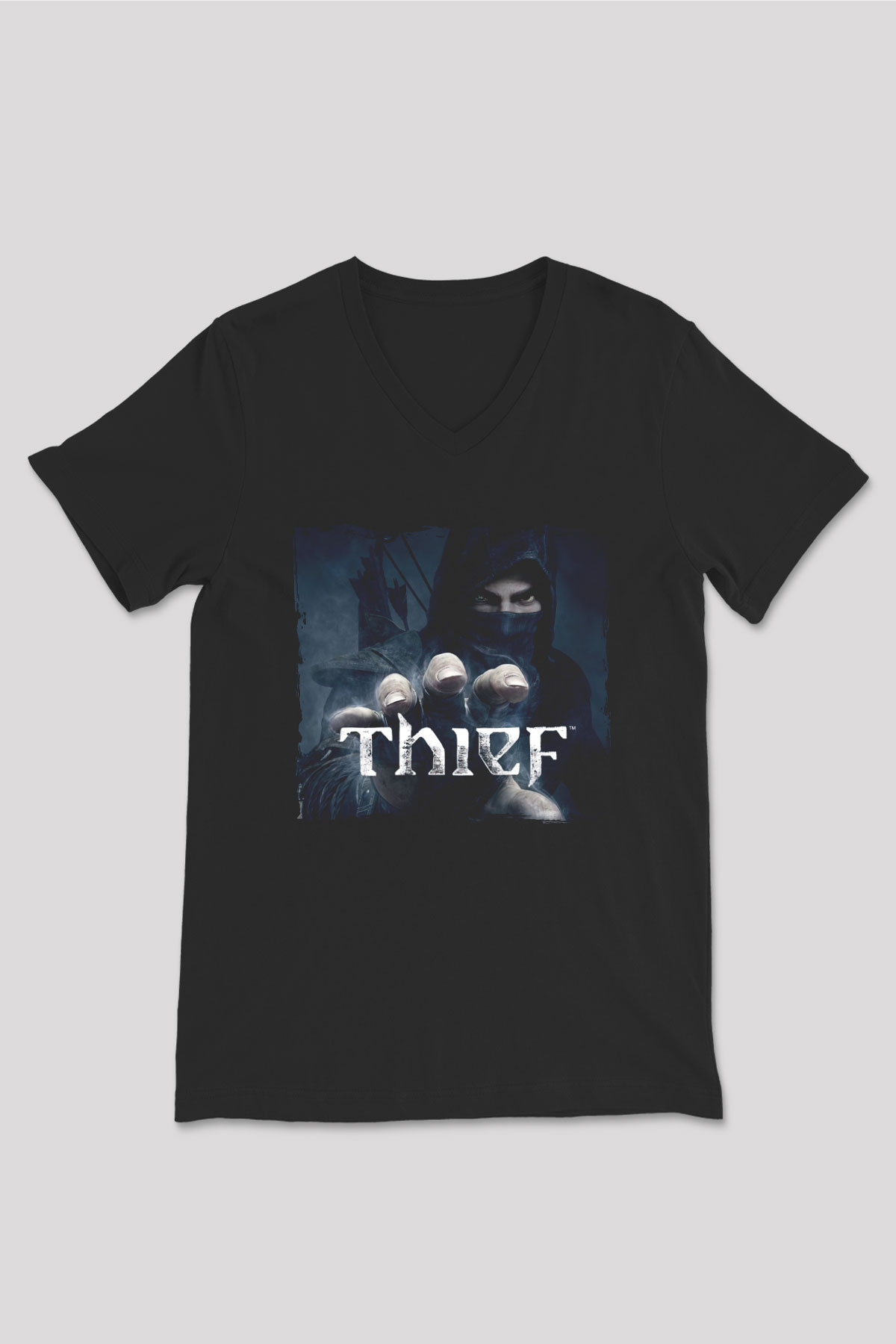 Thief Siyah Unisex V Yaka Tişört