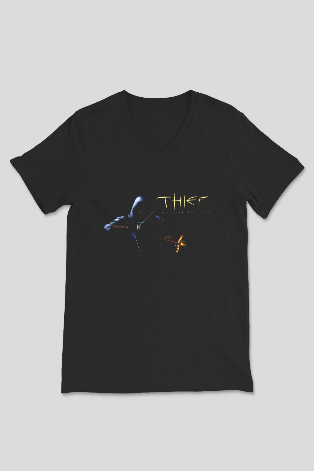 Thief Siyah Unisex V Yaka Tişört