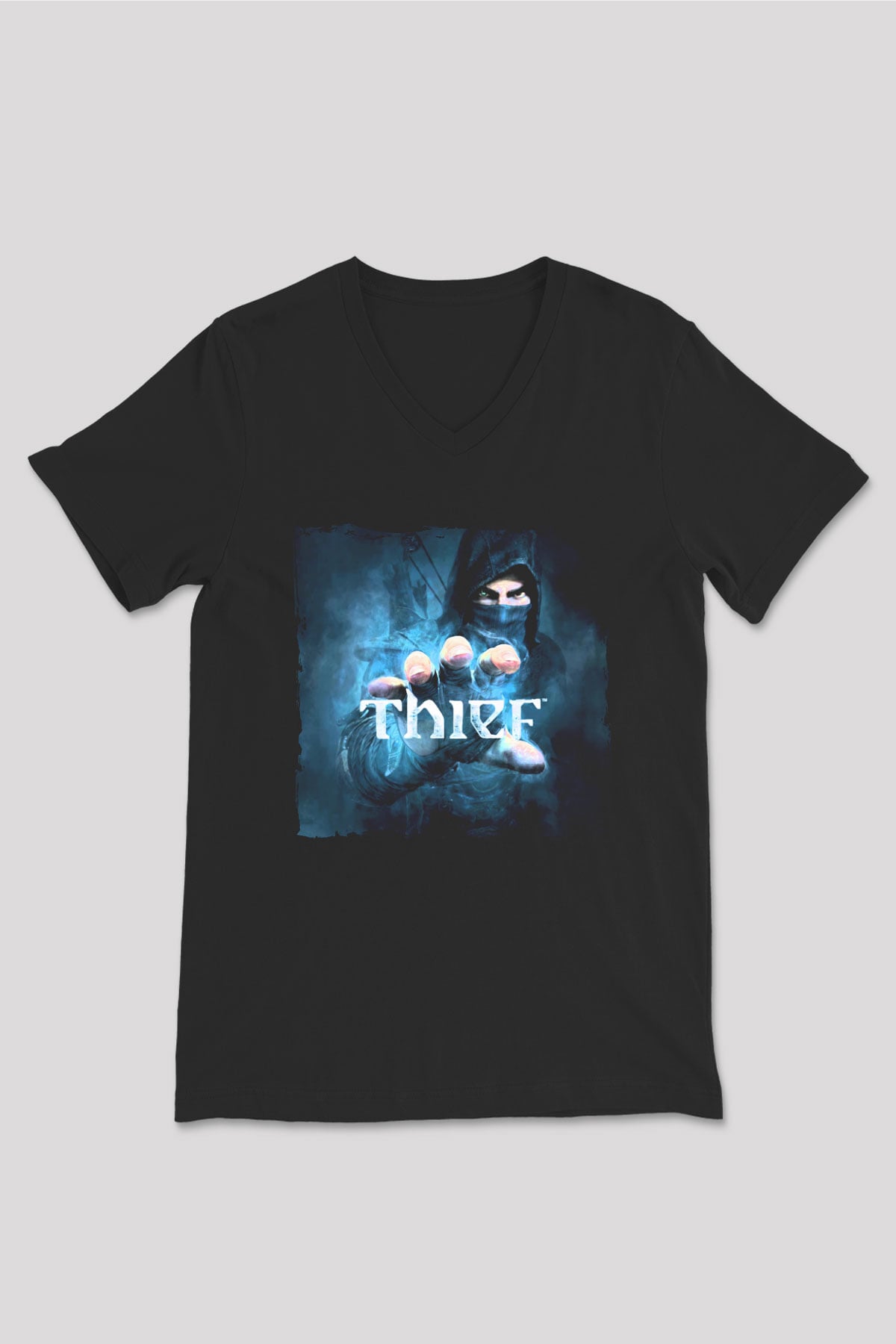 Thief Siyah Unisex V Yaka Tişört