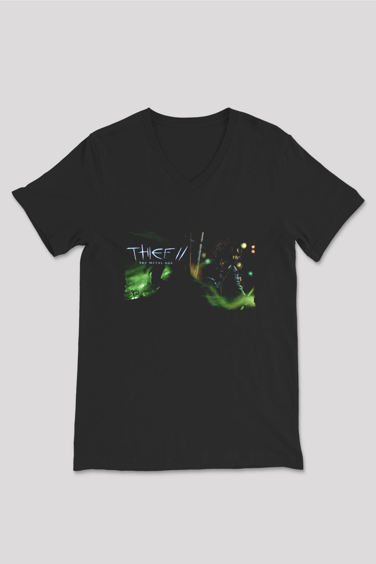 Thief Siyah Unisex V Yaka Tişört