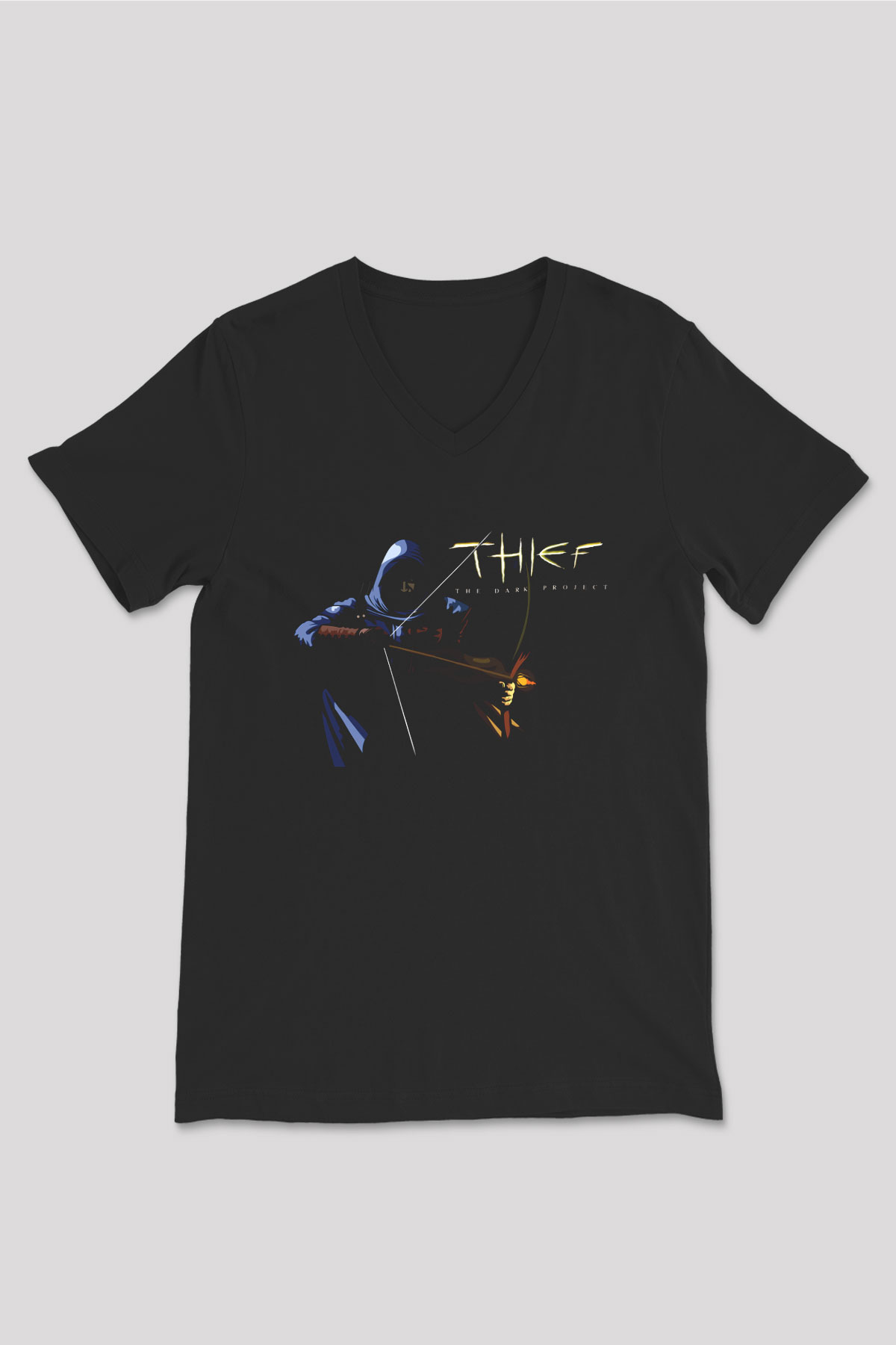 Thief Siyah Unisex V Yaka Tişört T-Shirt