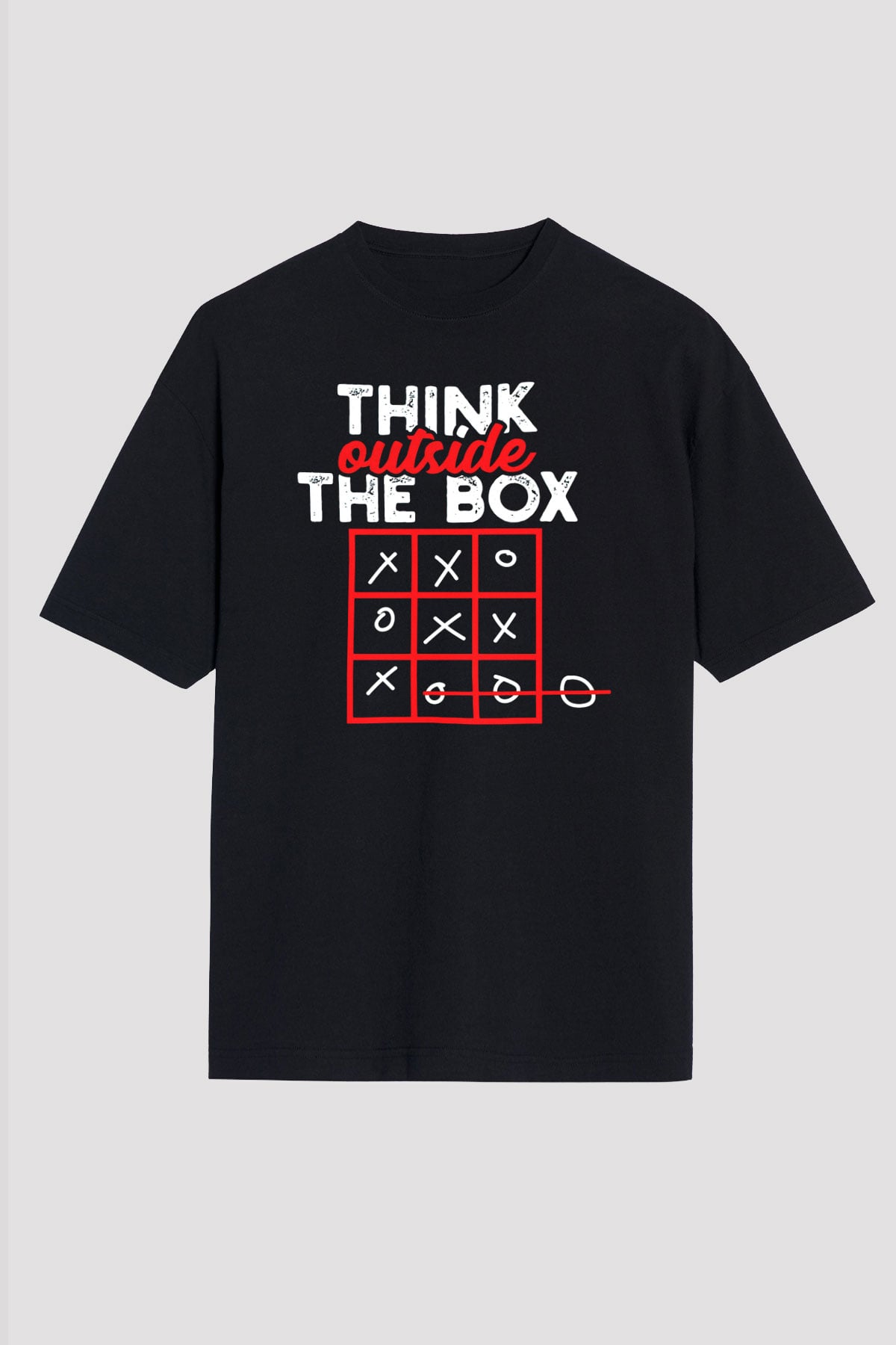 Think Outside Box Baskılı Unisex Siyah Tişört