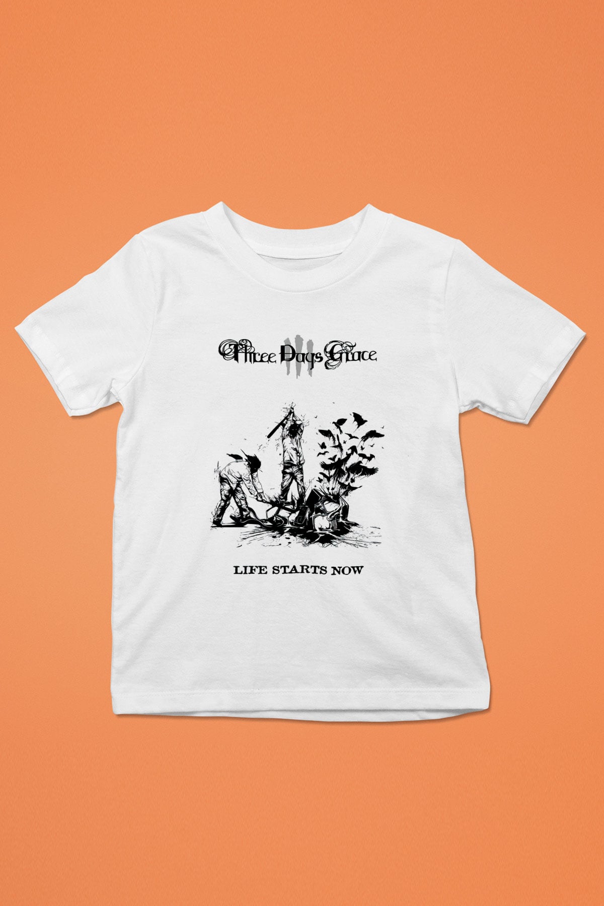 Three Days Grace Baskılı Beyaz Unisex Çocuk Tişört