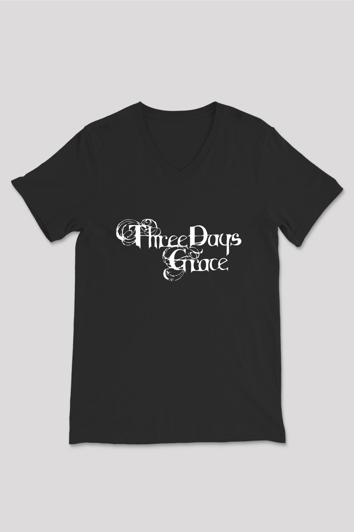 Three Days Grace Siyah Unisex V Yaka Tişört T-Shirt