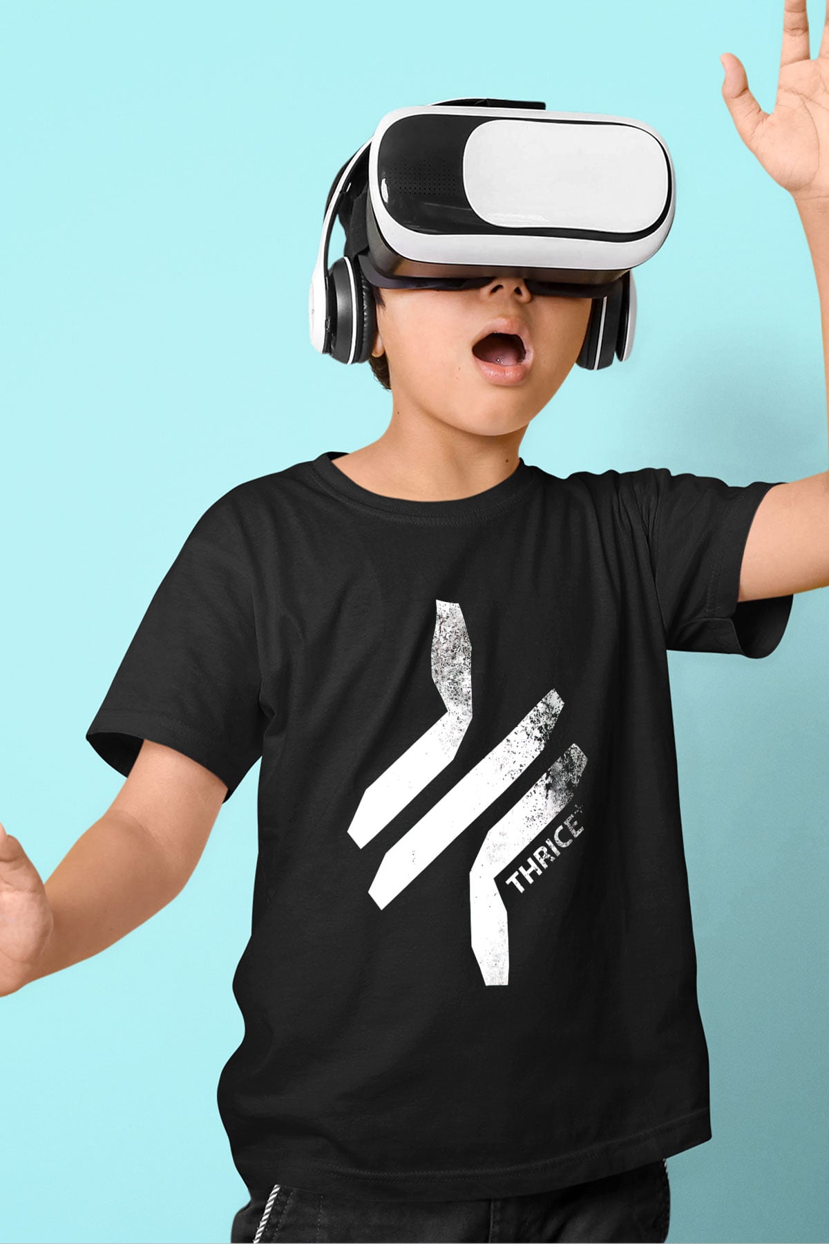 Thrice Baskılı Siyah Unisex Çocuk Tişört