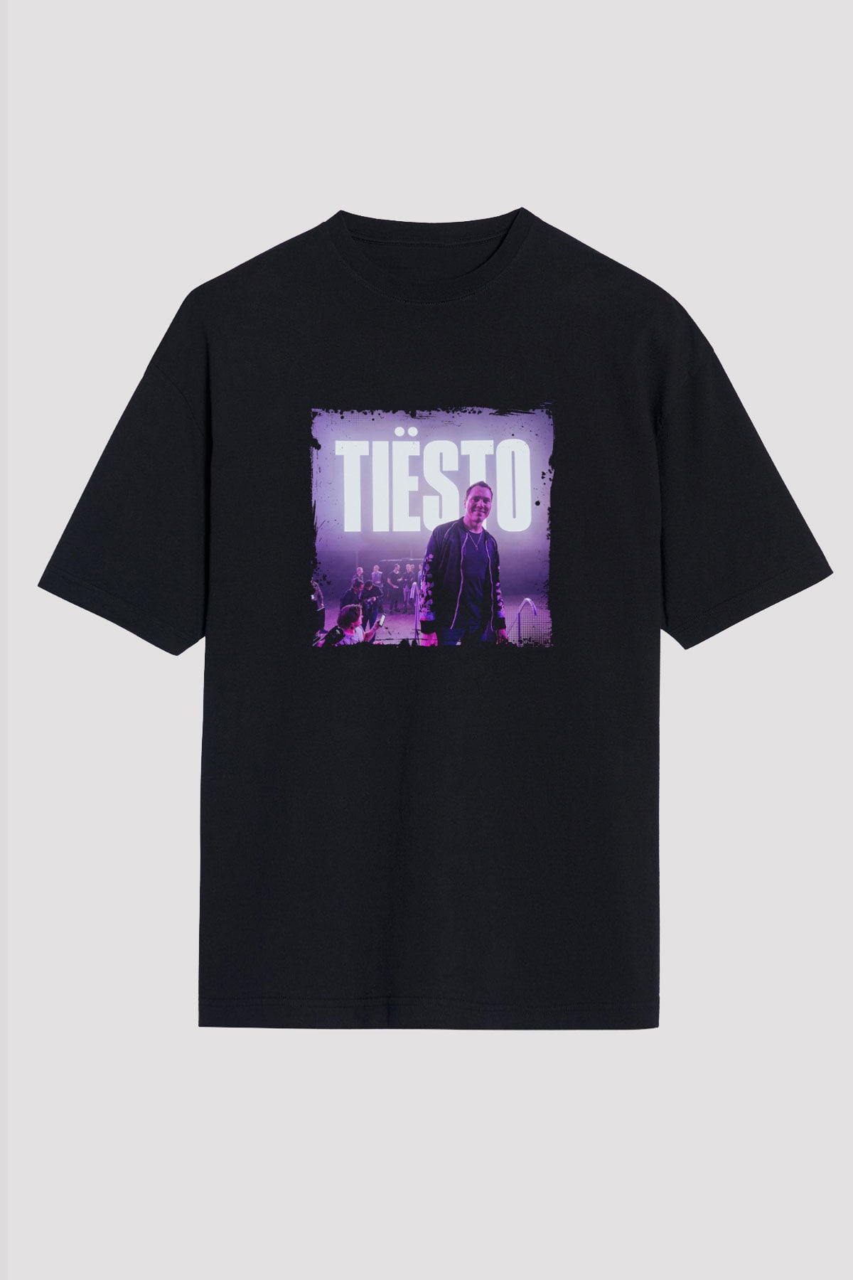Tiesto Baskılı Unisex Oversize Siyah Tişört
