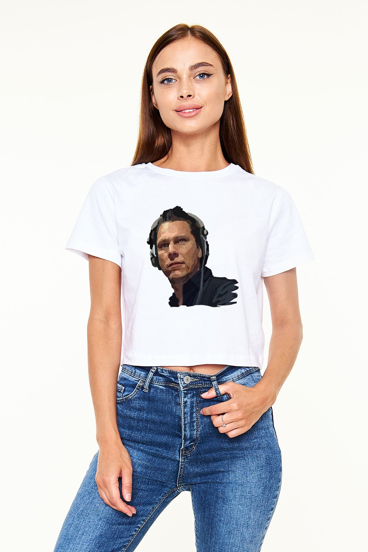 Tiesto Beyaz Croptop Tişört