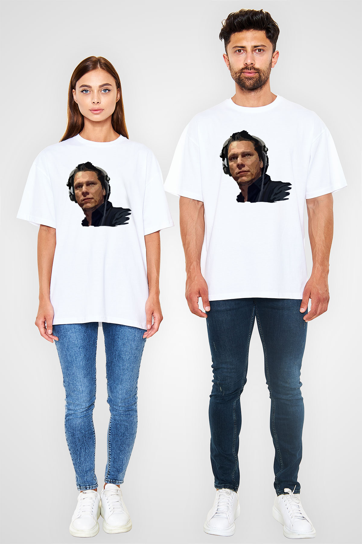 Tiesto Beyaz Unisex Oversize Tişört T-Shirt