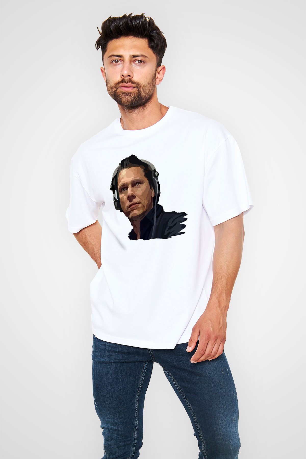Tiesto Beyaz Unisex Oversize Tişört T-Shirt
