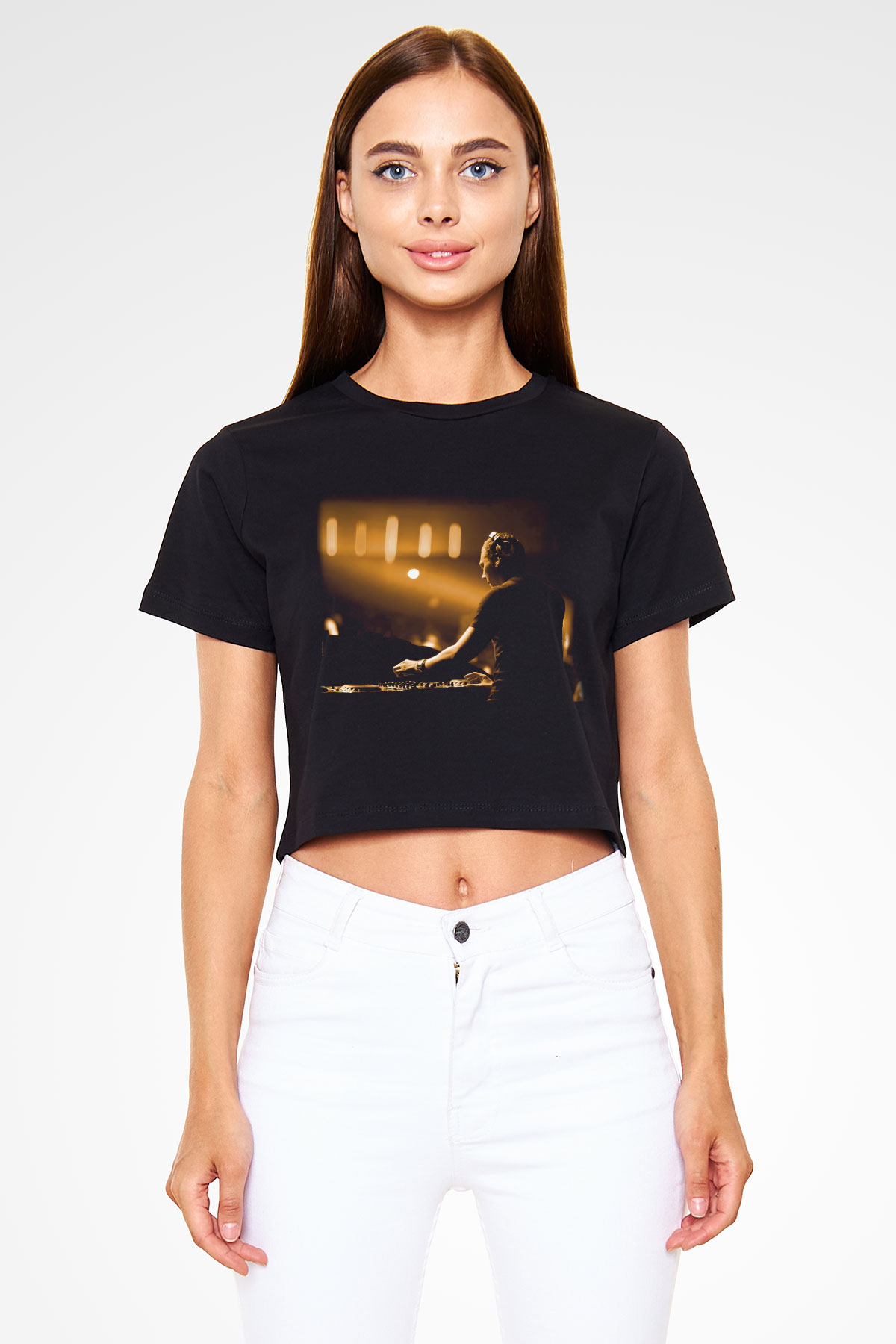 Tiesto Siyah Crop Top Tişört