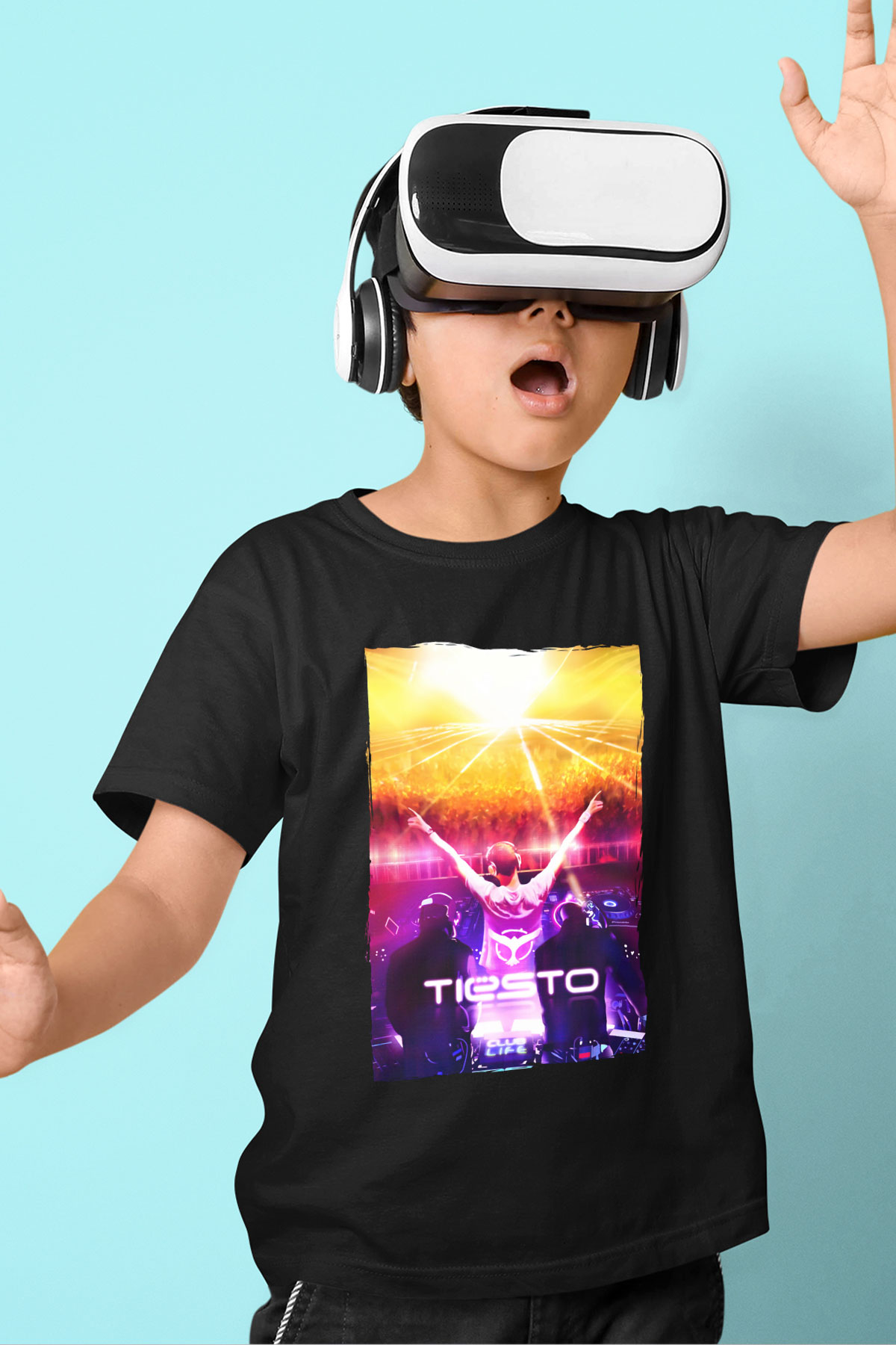 Tiesto Siyah Unisex Çocuk Tişört