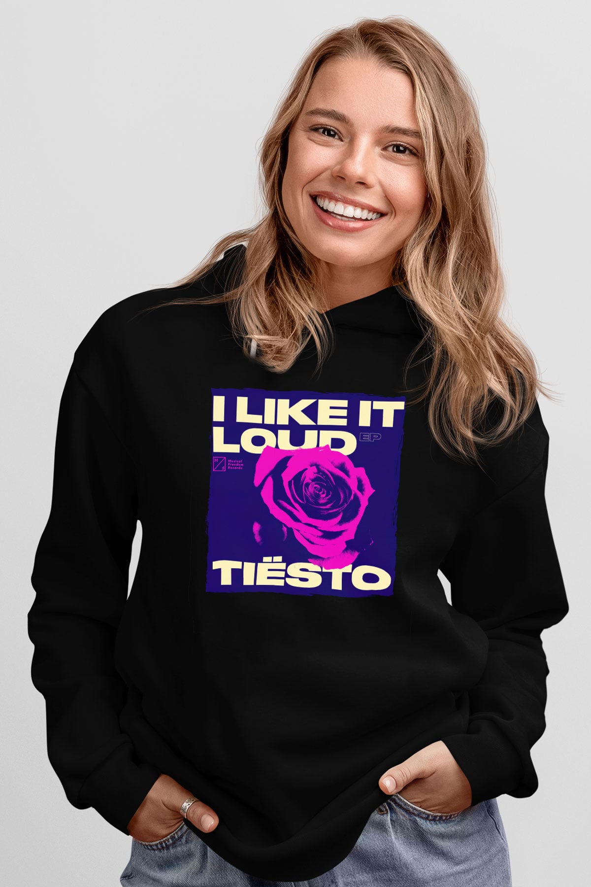 Tiesto Siyah Unisex Kapüşonlu Sweatshirt