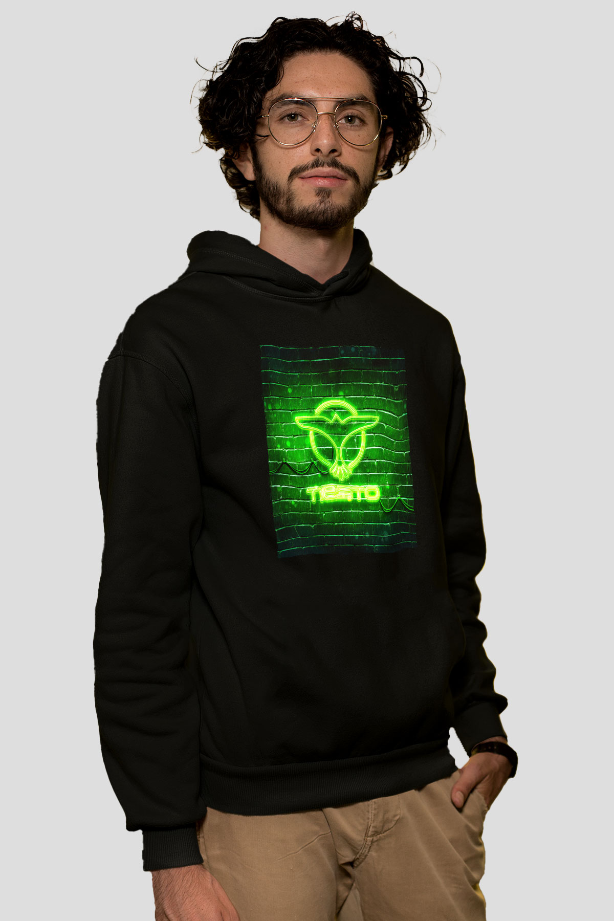 Tiesto Siyah Unisex Kapüşonlu Sweatshirt