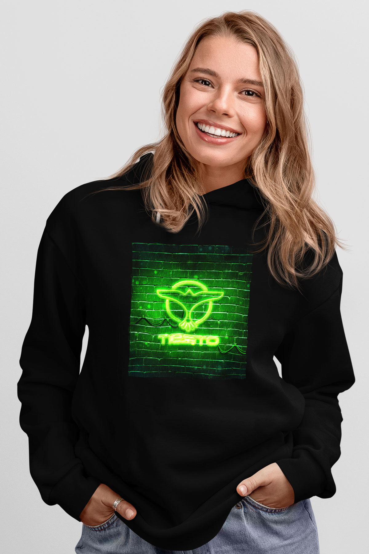 Tiesto Siyah Unisex Kapüşonlu Sweatshirt
