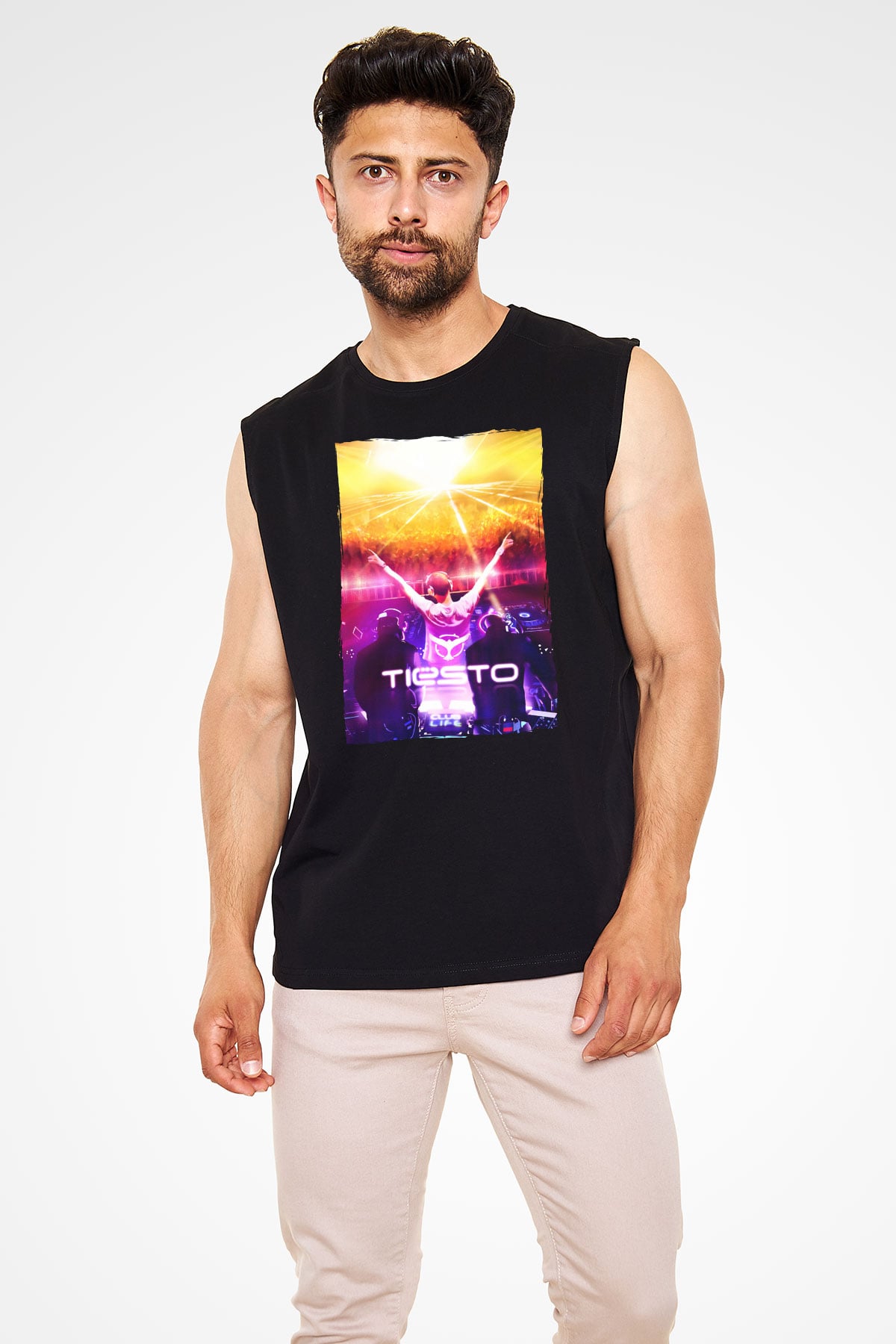 Tiesto Siyah Unisex Kolsuz Tişört