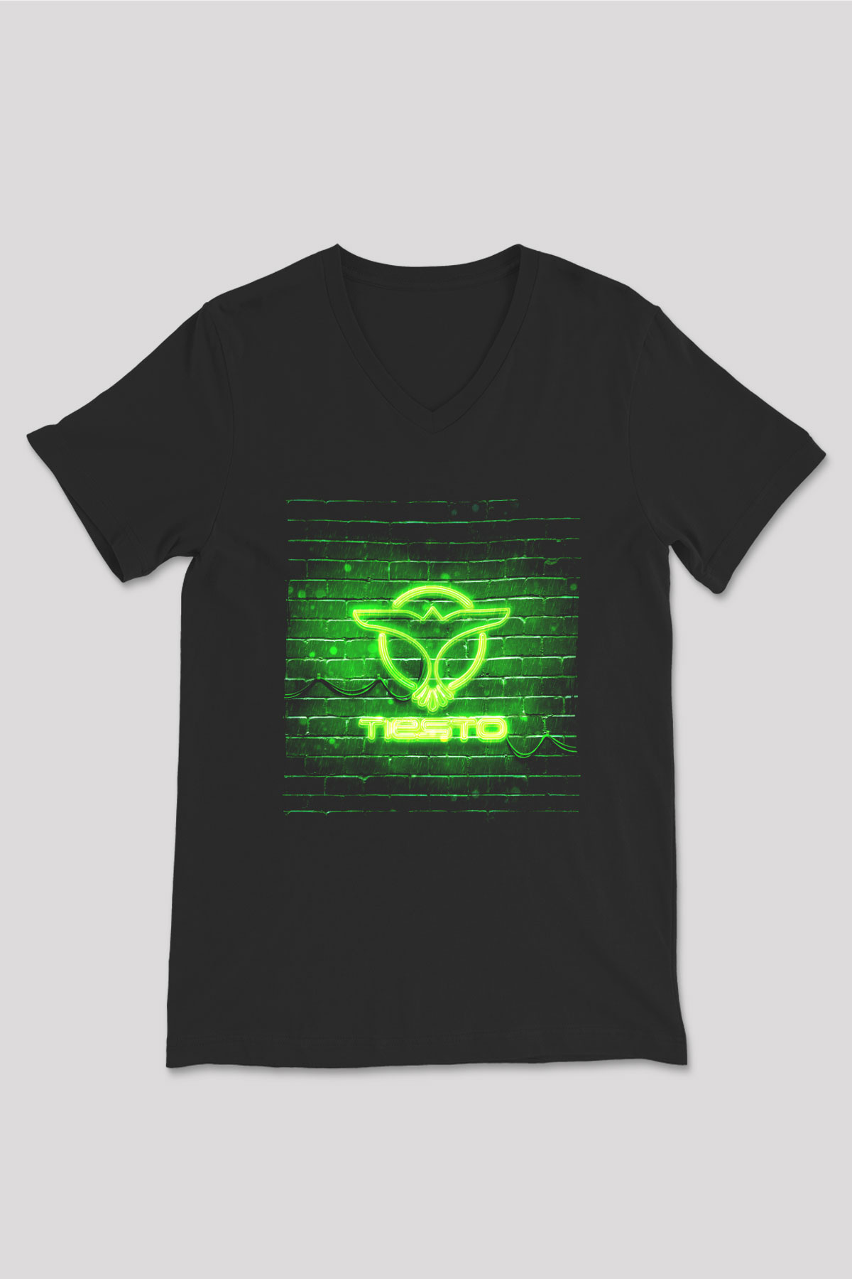 Tiesto Siyah Unisex V Yaka Tişört