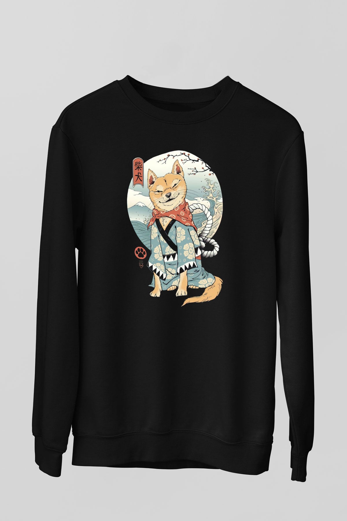 Tilki Baskılı Unisex Siyah  Sweatshirt