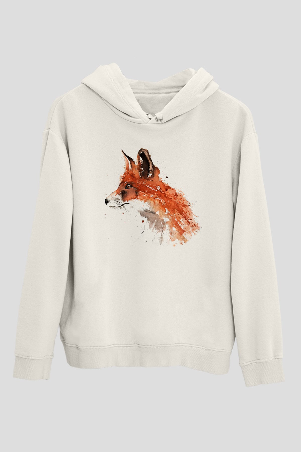 Tilki Beyaz Unisex Kapşonlu Sweatshirt