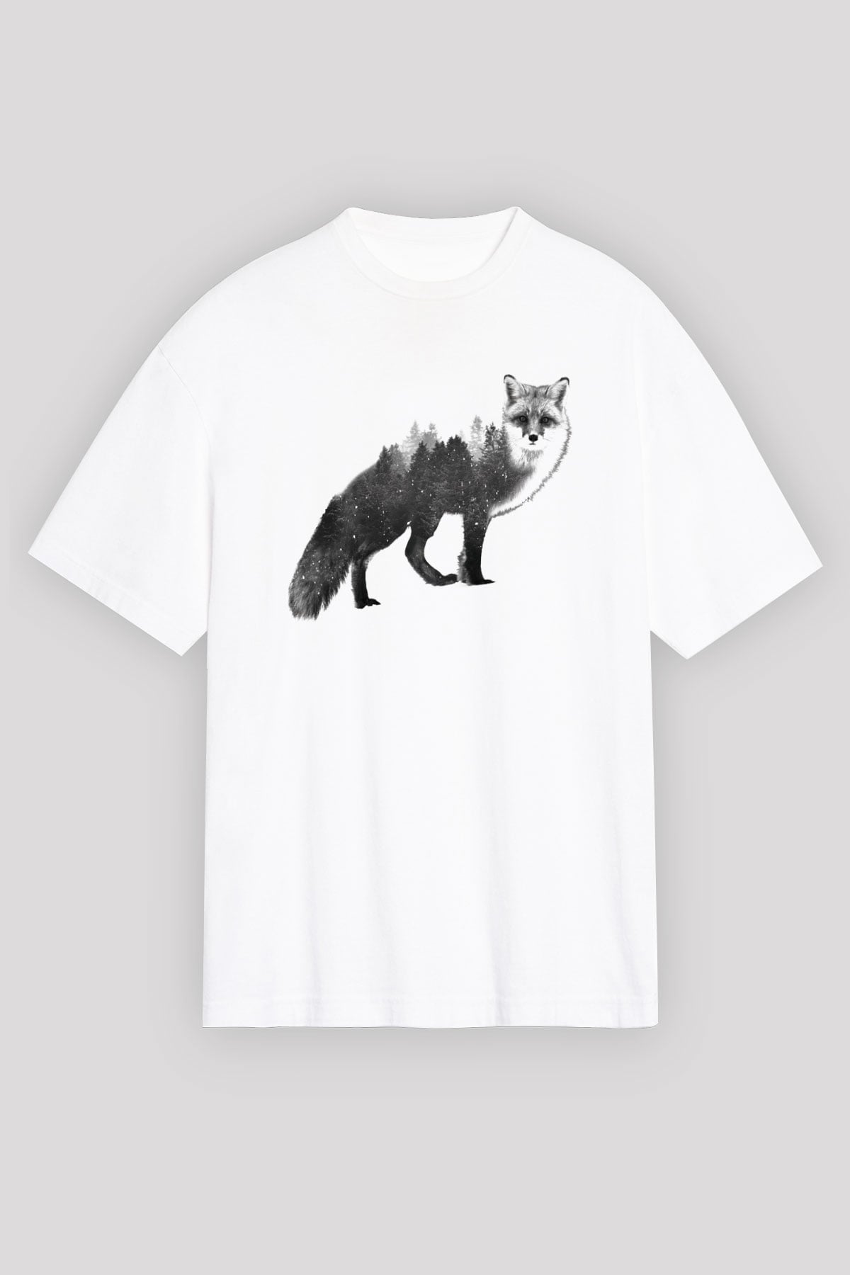 Tilki Beyaz Unisex Oversize Tişört T-Shirt