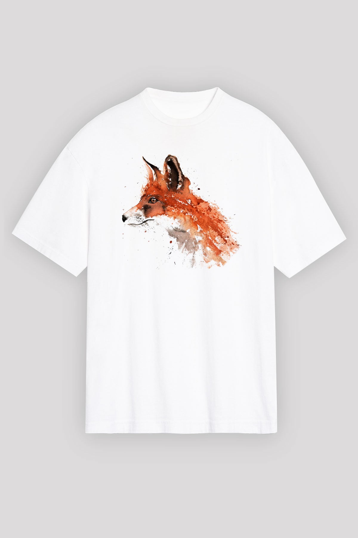 Tilki Beyaz Unisex Oversize Tişört T-Shirt