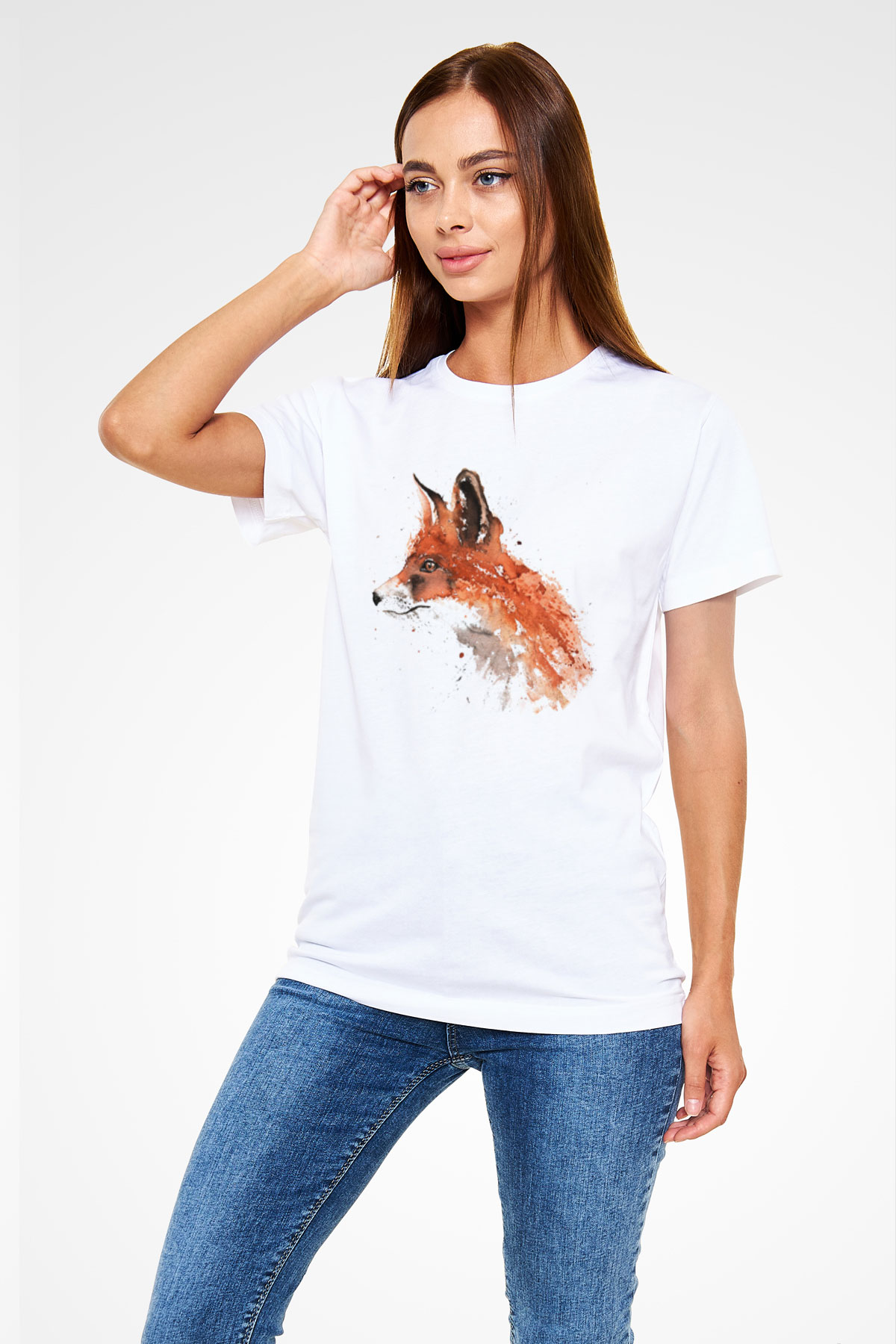 Tilki Beyaz Unisex Tişört T-Shirt - TişörtFabrikası