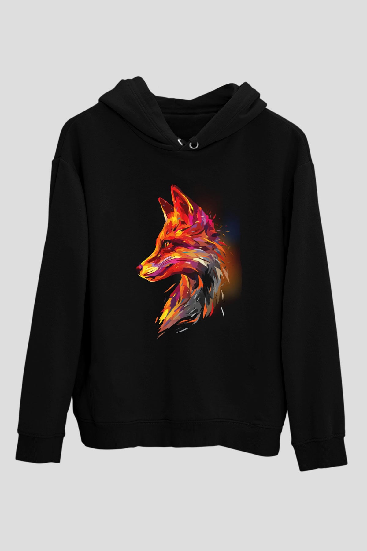 Tilki Siyah Unisex Hoodie