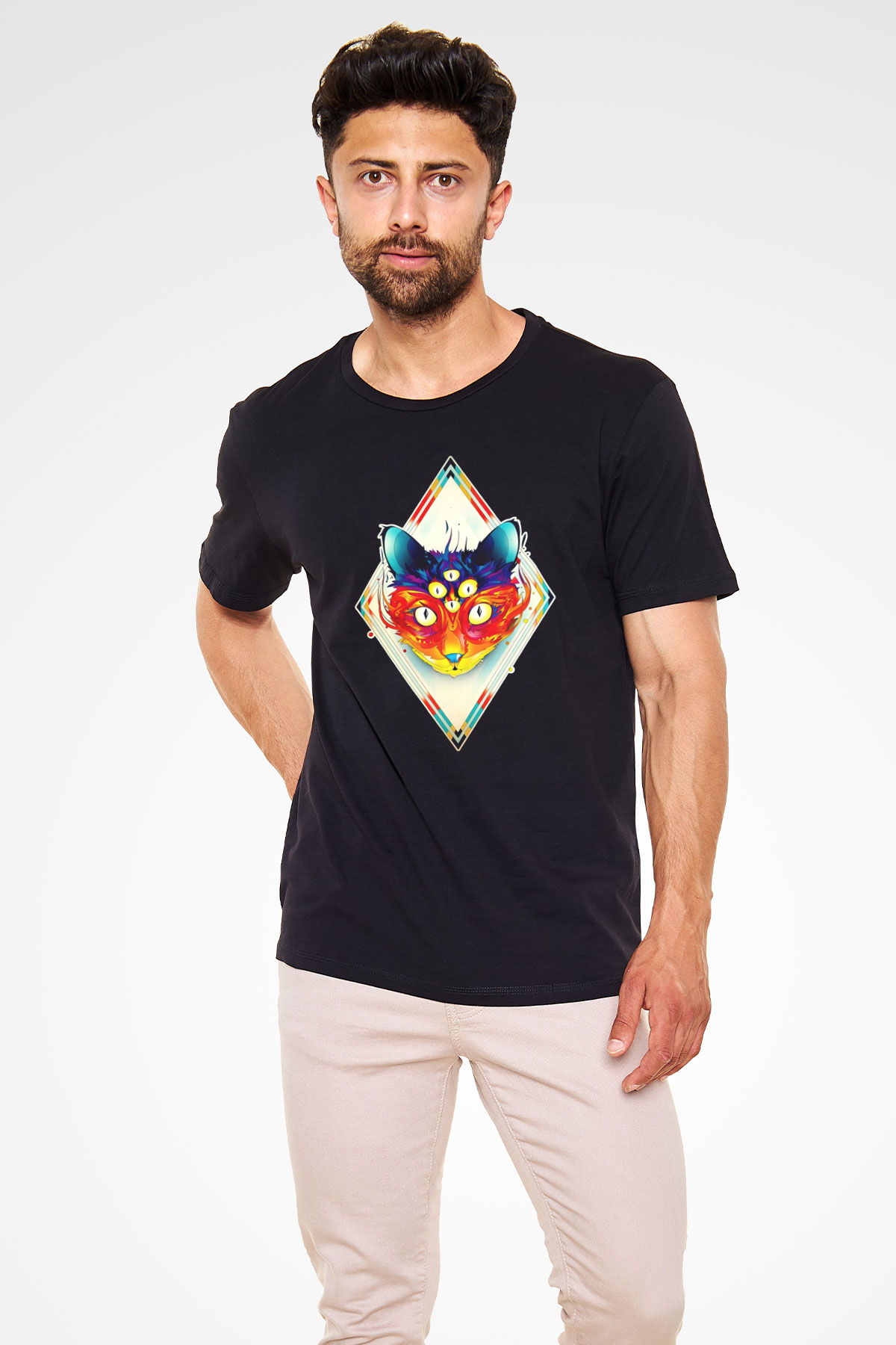 Tilki Siyah Unisex Tişört T-Shirt - TişörtFabrikası