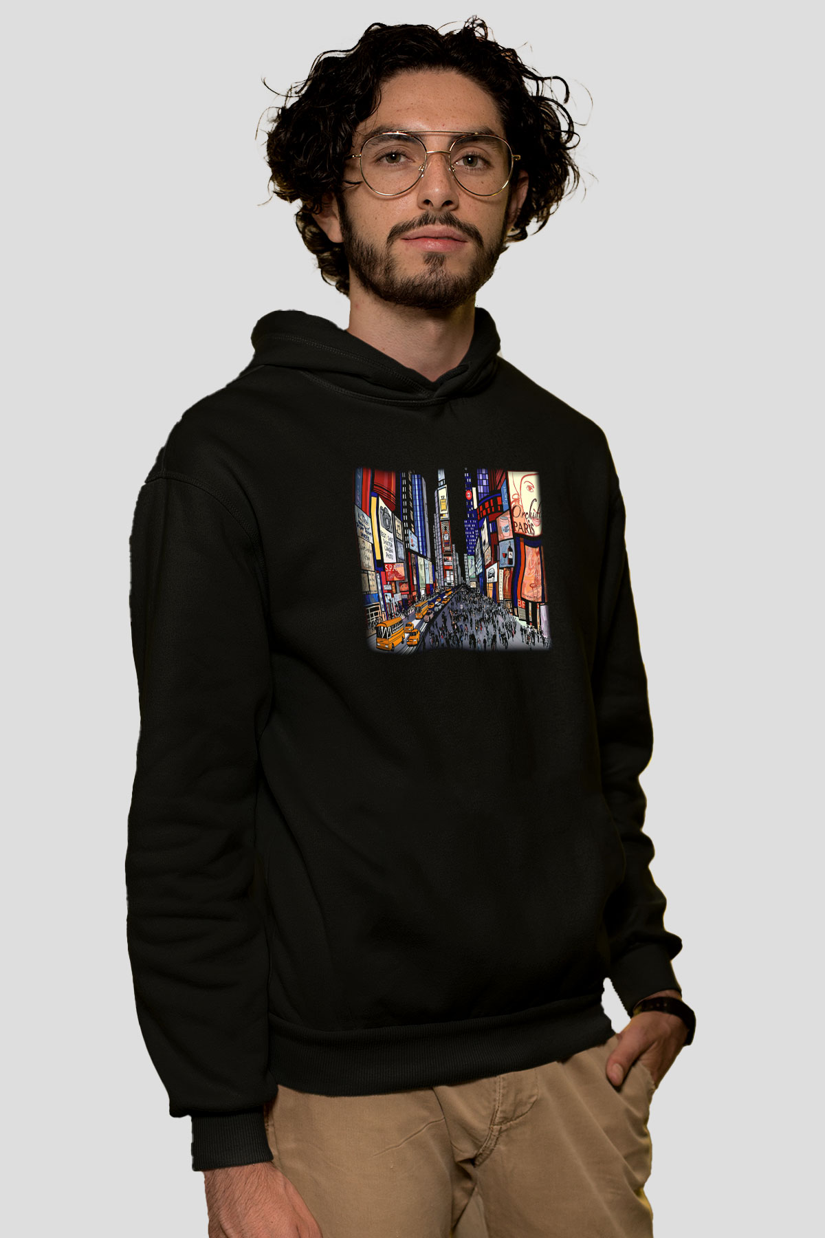 Times Square Siyah Unisex Hoodie