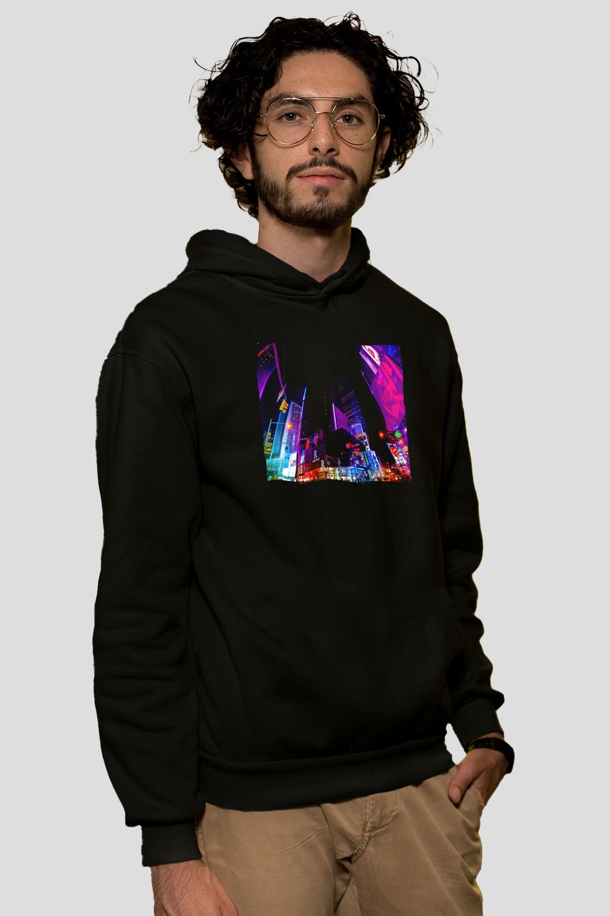 Times Square Siyah Unisex Hoodie