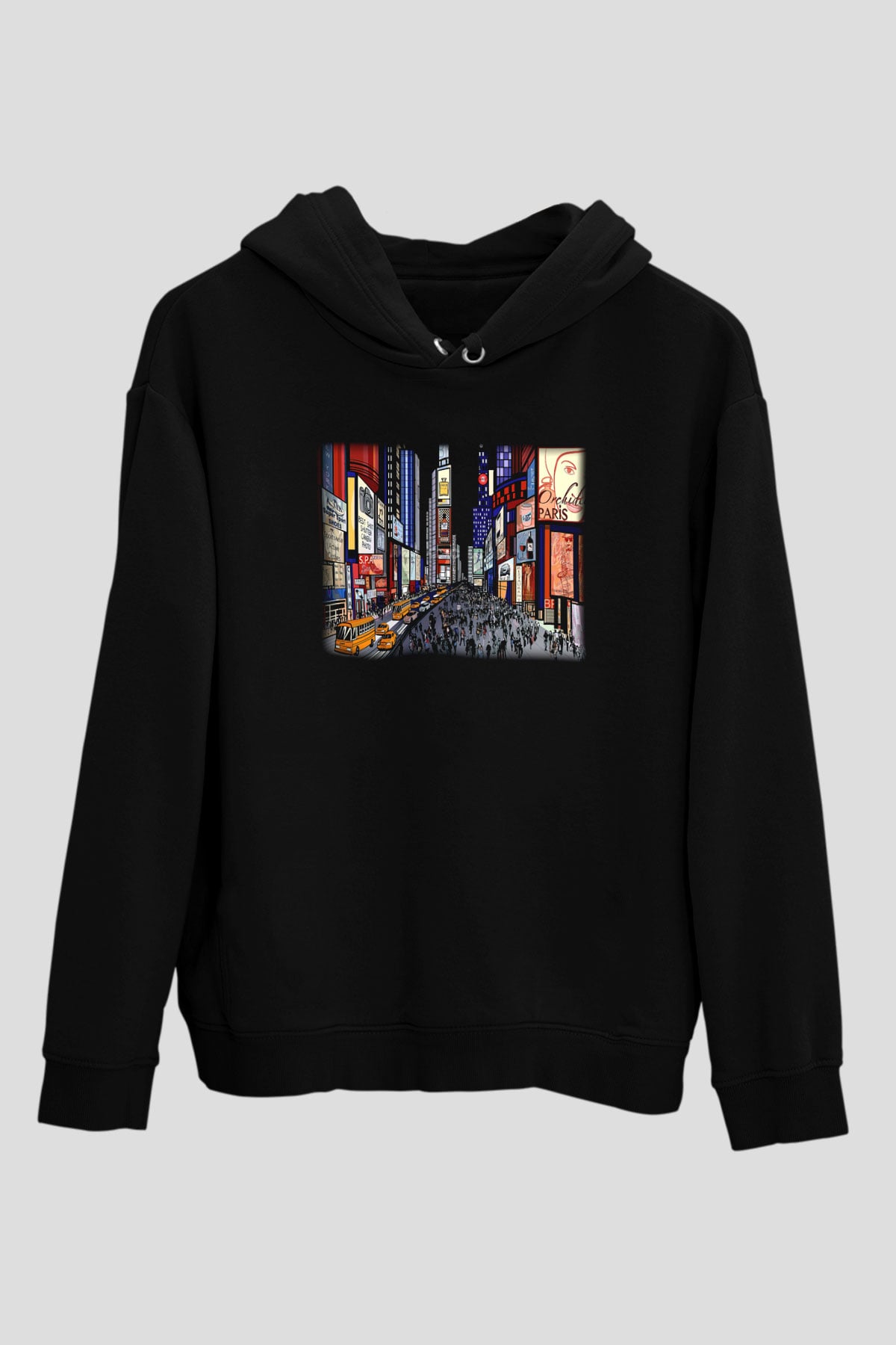 Times Square Siyah Unisex Hoodie