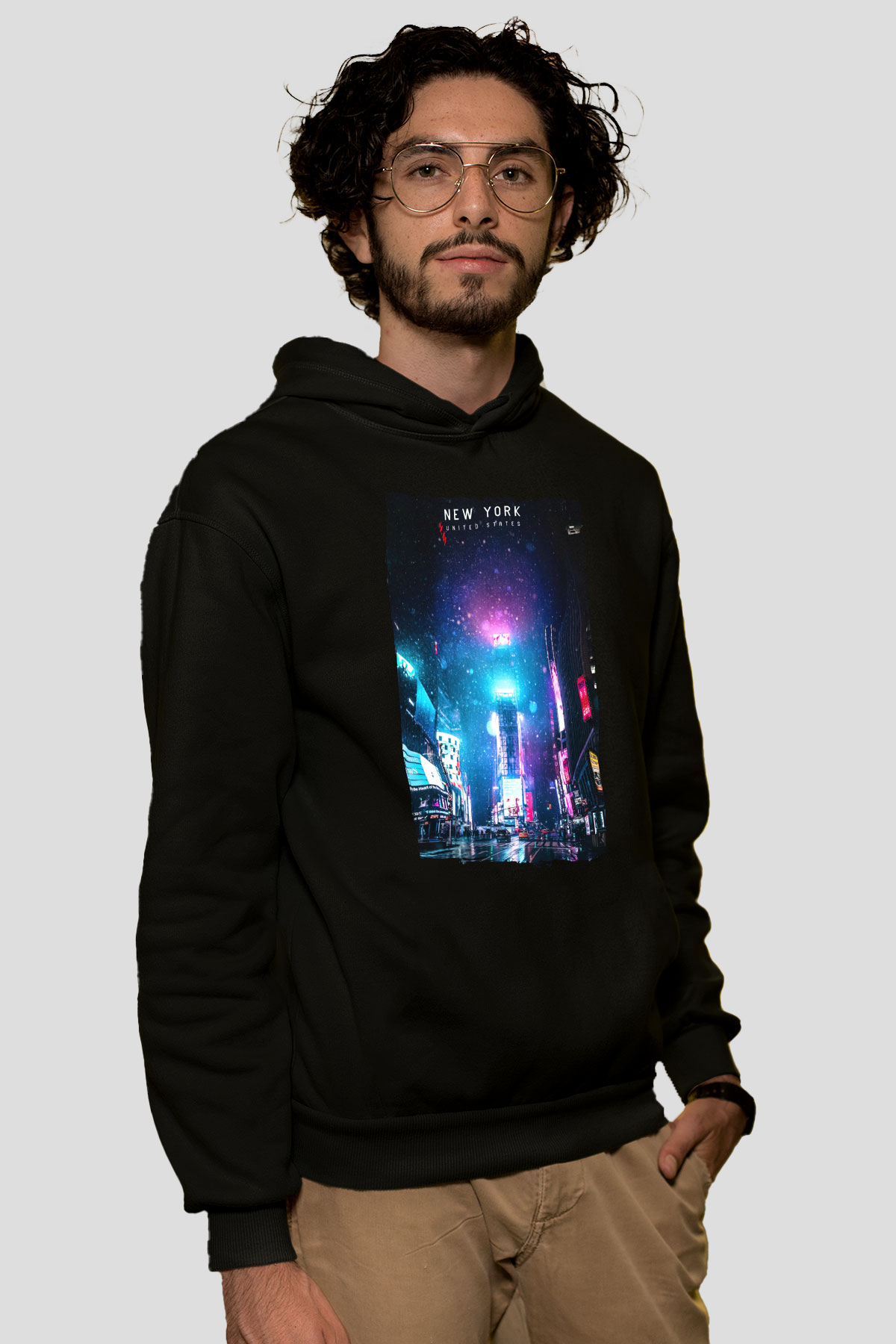 Times Square Siyah Unisex Hoodie
