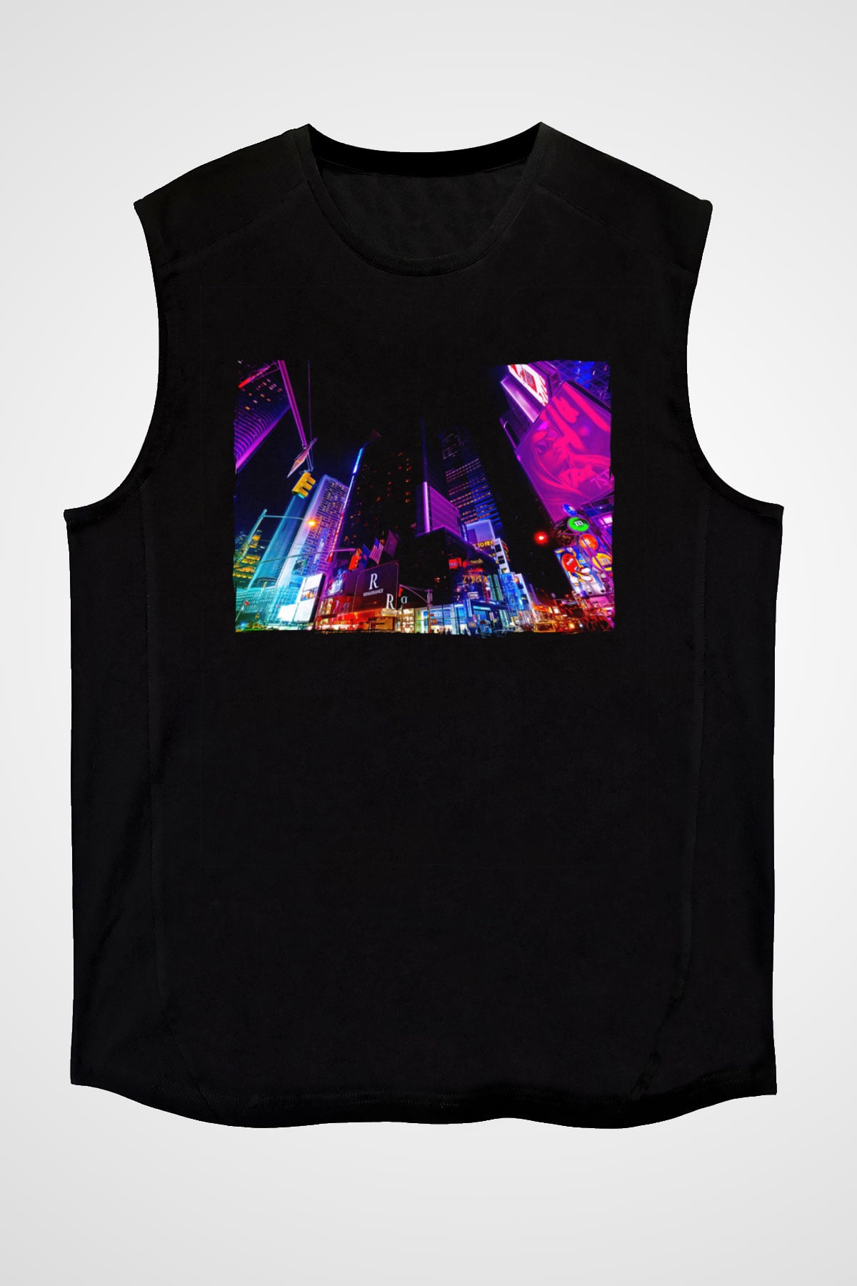 Times Square Siyah Unisex Kolsuz Tişört