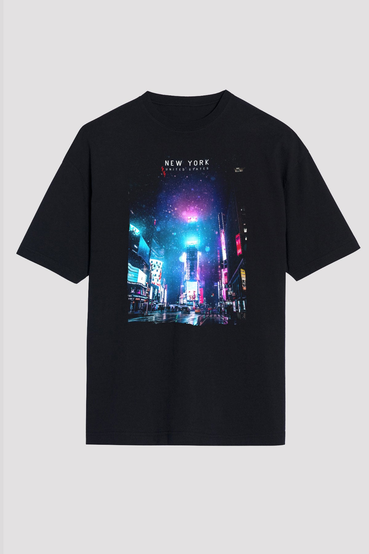 Times Square Siyah Unisex Tişört T-Shirt - TişörtFabrikası