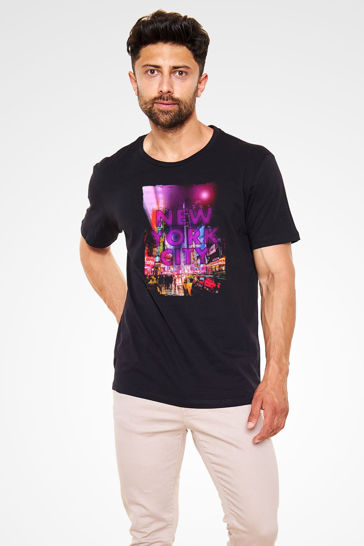 Times Square Siyah Unisex Tişört T-Shirt - TişörtFabrikası