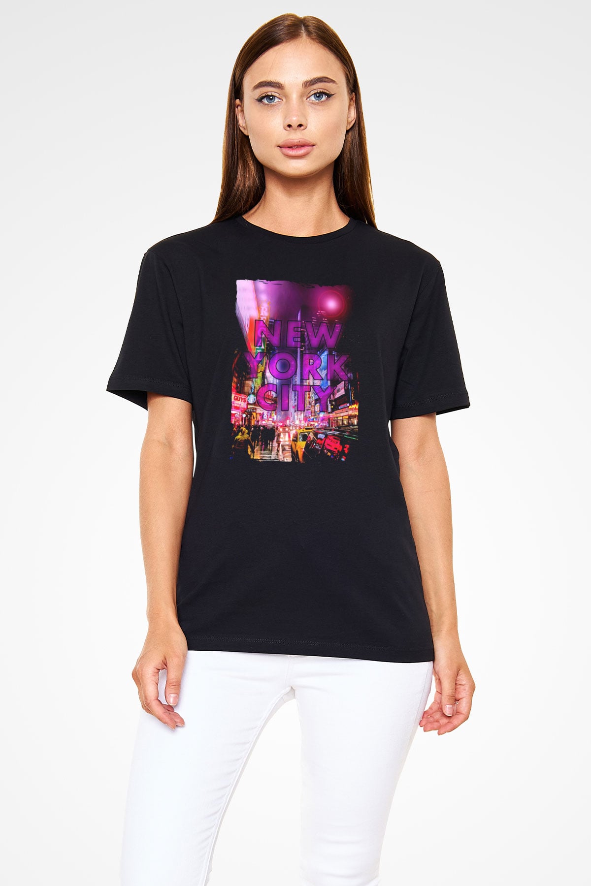 Times Square Siyah Unisex Tişört T-Shirt - TişörtFabrikası