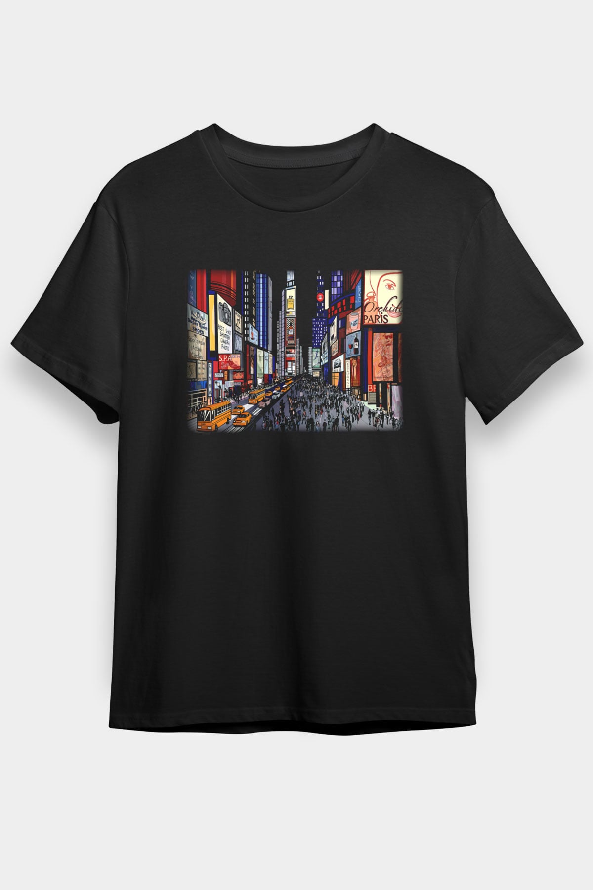 Times Square Siyah Unisex Tişört T-Shirt - TişörtFabrikası