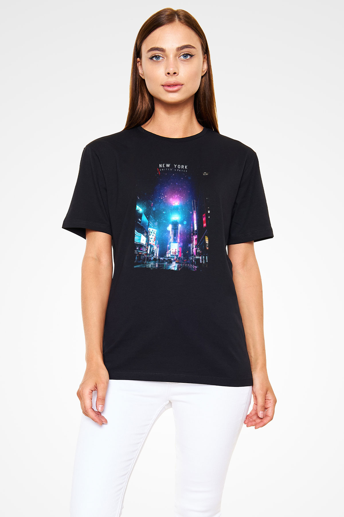 Times Square Siyah Unisex Tişört T-Shirt - TişörtFabrikası