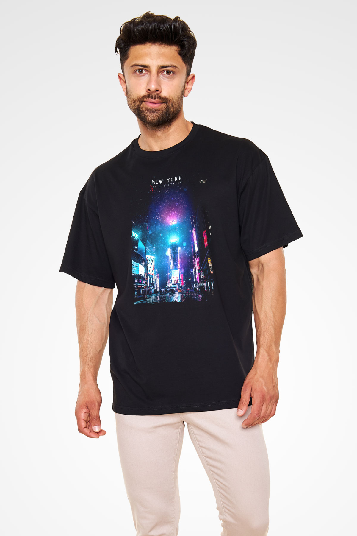 Times Square Siyah Unisex Tişört T-Shirt - TişörtFabrikası