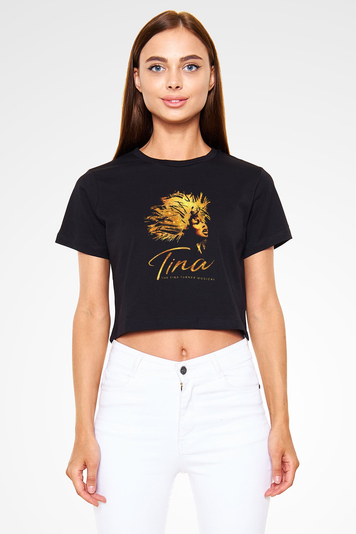 Tina Turner Siyah Crop Top Tişört