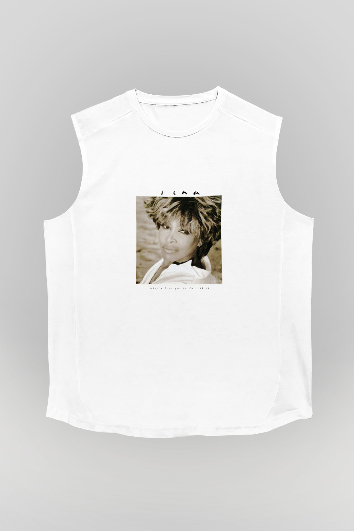 Tine Turner Baskılı Unisex Beyaz Kolsuz Tişört