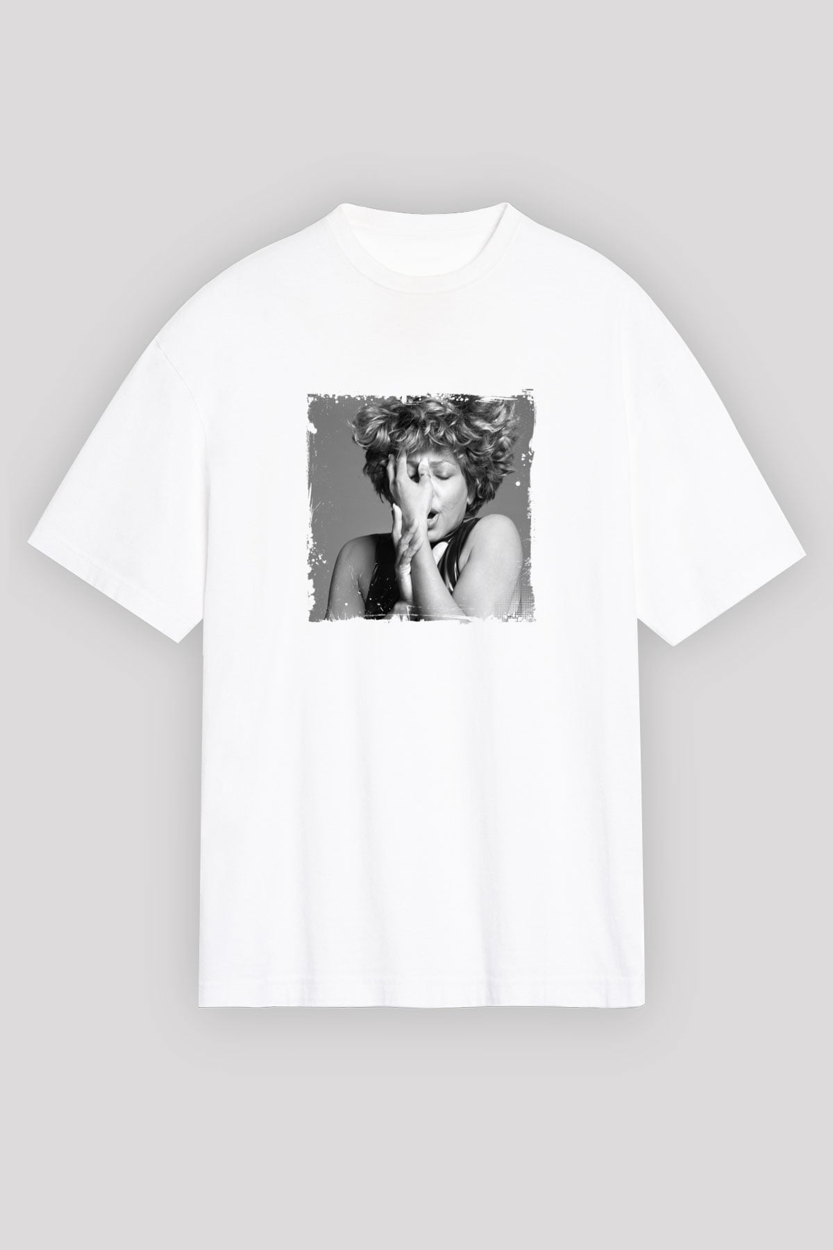 Tine Turner Baskılı Unisex Beyaz Tişört